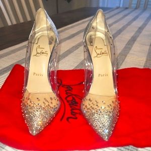 Christian Louboutin silver swarovski heels